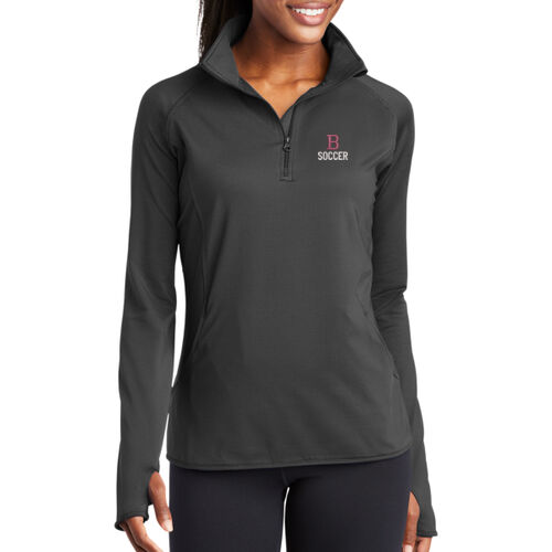 B Soccer Embroidered  - Ladies Sport Wick ® Stretch 1/2 Zip Pullover Thumbnail