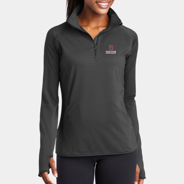 B Soccer Embroidered  - Ladies Sport Wick ® Stretch 1/2 Zip Pullover Thumbnail