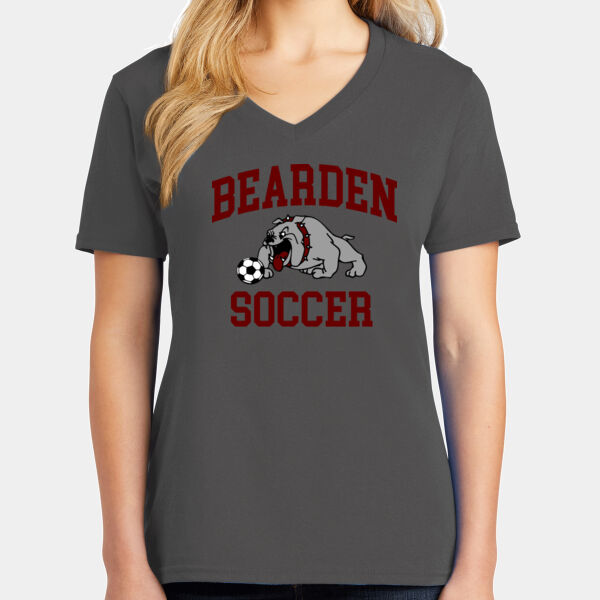 Bearden Soccer Dog  - Ladies Core Cotton V Neck Tee Thumbnail